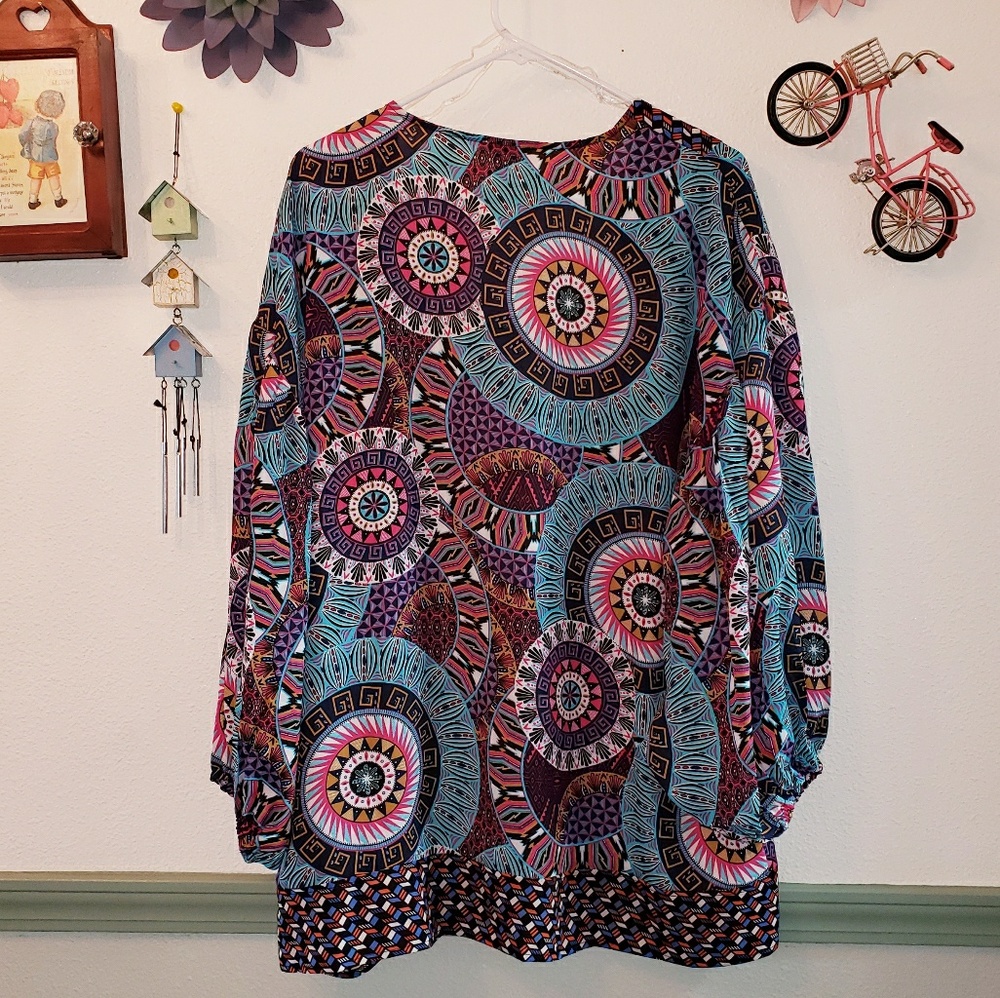 🍒HP🍒Medallion Scraf Print Open Front Kimono - Picture 7 of 8